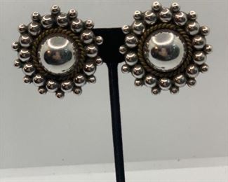 Sterling 1.5" by 2" by Carsi TC-57 Mexico clip on statement earrings $35