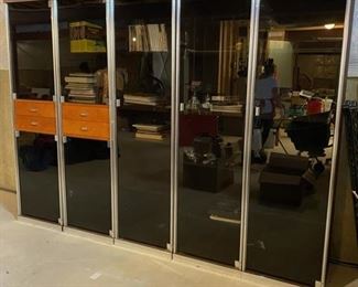 Modern five piece glass cabinet unit