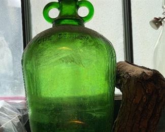 Green glass one gallon jug 
