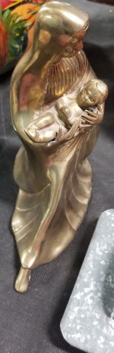 Madonna and Child Brass Statue 