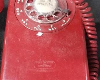 Western Electric Red Rotary Wall Phone 