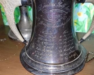Sterling trophy mug with antlers