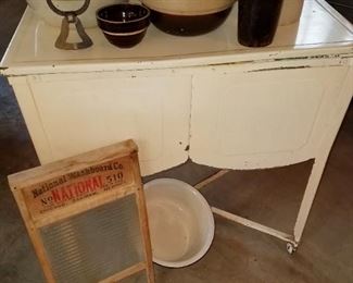 Double wash tub w/ lid. Crocks, stoneware, jugs