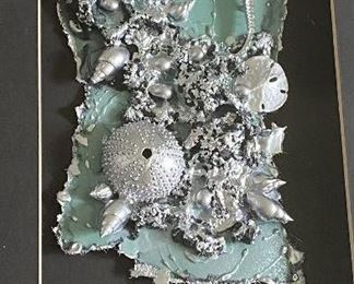 Framed Alfred Lee original, “ Silver Seahorse” framed collage