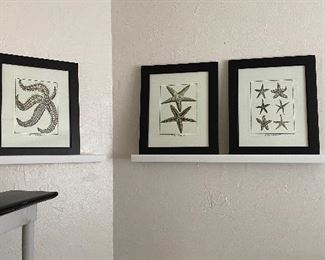 Six sea themed framed black and white prints