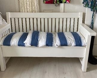 Crate and Barrel bench with hidden storage