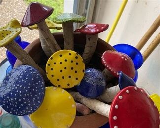 Large selection of ceramic garden toadstools
