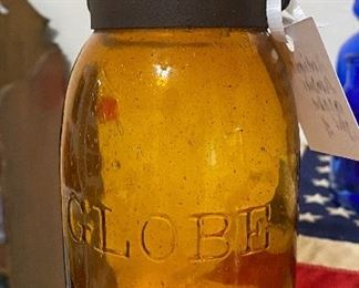 Antique Amber globe canning jar