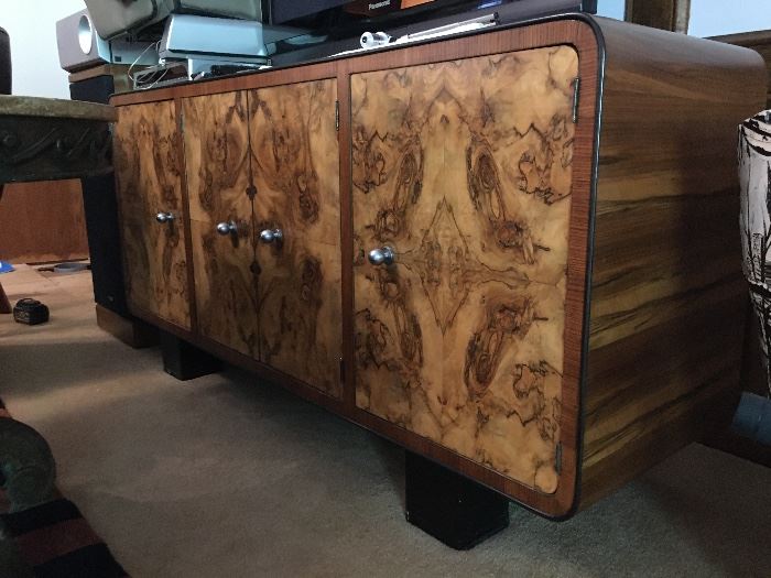 WOWSA!  This is the only word I can use to describe this beauty of a piece.  Burled wood, lots of storage, and boasting with MCM personality.  