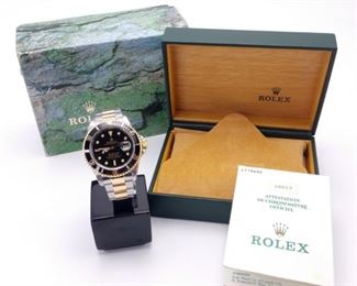 Rolex Submariner 16613 Two-Tone 18k Yellow Gold and Stainless Steel Watch with Box and Papers