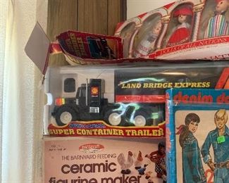 Vintage dolls, ceramic figurine maker, truck and paper dolls