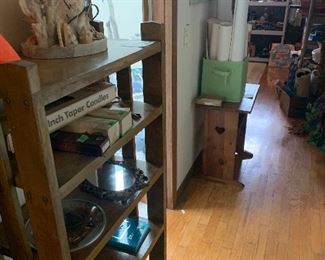 Wooden bookcase and small table
