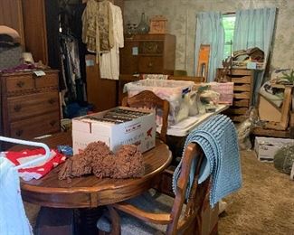 Table and chairs, Chest of Drawers, Antique Bedroom Furniture, Linens