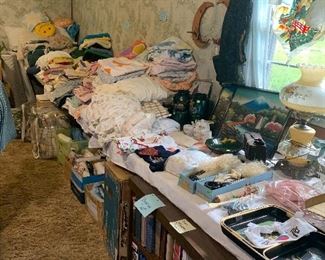 Linens, books, souvenirs, 