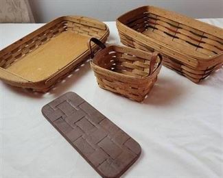3 Longaberger Baskets w/ Bread Stone
