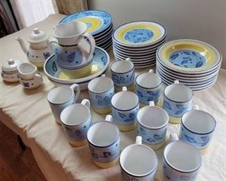 Caleca Hand Painted Made in Italy Dishes - 44 pcs
