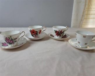 4 Teacups and Matching Saucers