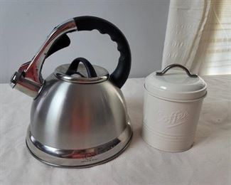 Lenox tea kettle and coffee canister