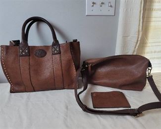 2 Brown Handbags with Wallet