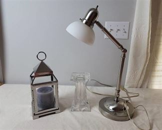Lantern, Table Lamp and Partylite Candle Holder