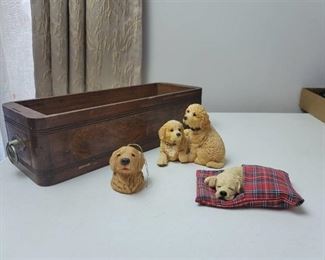 Sewing Drawer and Dog Figurines