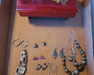 925 Stamped Interchangeable Necklace, Earrings and Ring, Music Jewelry Box and Brighton Set