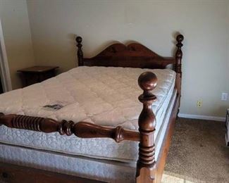 Solid Wood Queen Size Bed with Waterbury box spring and mattress