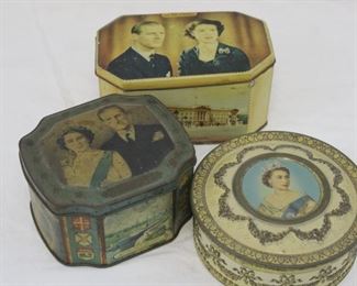 Vintage tin litho souvenir candy tins Royal Family 1950s
