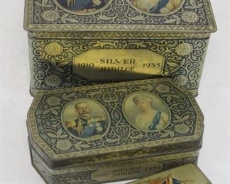Vintage 1910-1935 King George V & Mary Silver Jubilee Litho Tins
