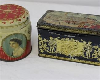 Vintage tin litho Royal Family Coronation souvenir candy tins 
