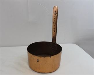 Vintage Copper Pot with Decorative Handle
