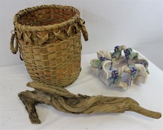 Basket, Driftwood, and Bowl

