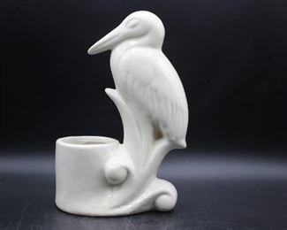 1940s Ceramic White Heron Bird Planter

