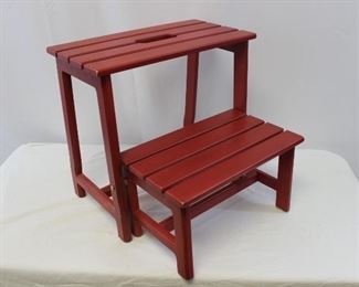 Folding Red Wooden Step Stool 
