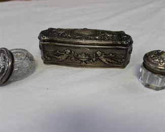 3 pc English Sterling Silver Box and Lidded Jars - 100+ years old
