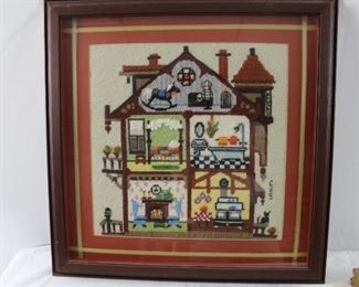 Needlepoint Art and Gold Frame
