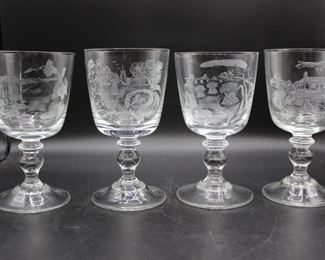 Etched Country Side Scenes Glasses
