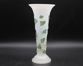 Hand Painted Ivy Milk Glass Vase
