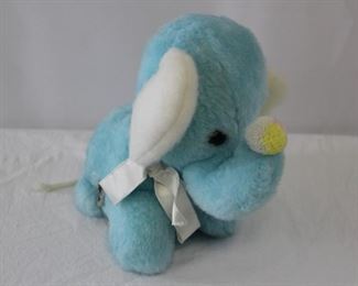 70s EDEN Blue Plush Musical Elephant
