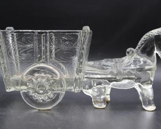 Glass Horse w/ Cart Candy Dish
