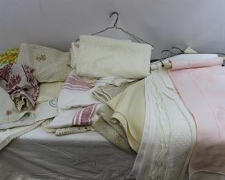 Large Assortment of Vintage Table Cloths and Linens 
