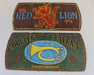 2 vintage pressboard tavern signs
