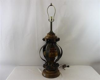 Large Metal & Wood Lamp
