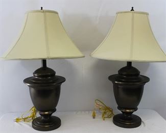 Pair of Metal Urn Lamps

