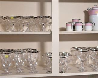 Silver rim stemware