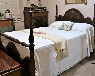 Antique walnut bed