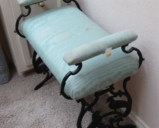 Vanity stool with iron base