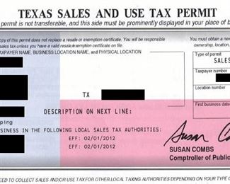 As always bring a hard copy of your Texas Sales and Use Tax Permit.  A picture on your phone in NOT acceptable.