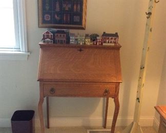 Small slant front oak desk