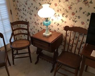 Many antique chairs are in the house
